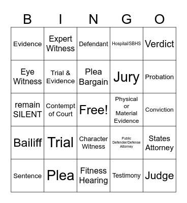 Trials Bingo Card