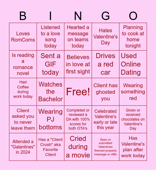 Marriott CS & Ops Valentine's Day Bingo Card