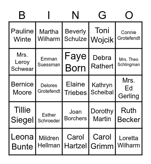 TRINITY LADIES AID * 113th Birthay Bingo Card