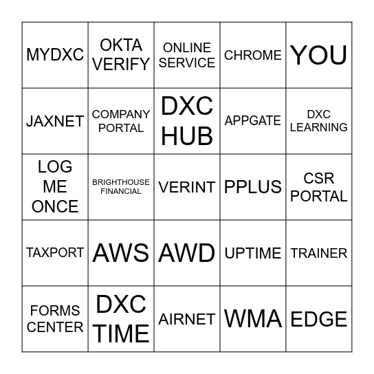 Systems and Apps Edition Bingo Card