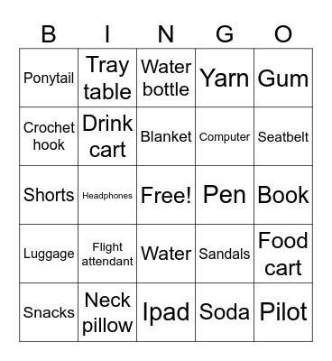 Airplane Bingo Card