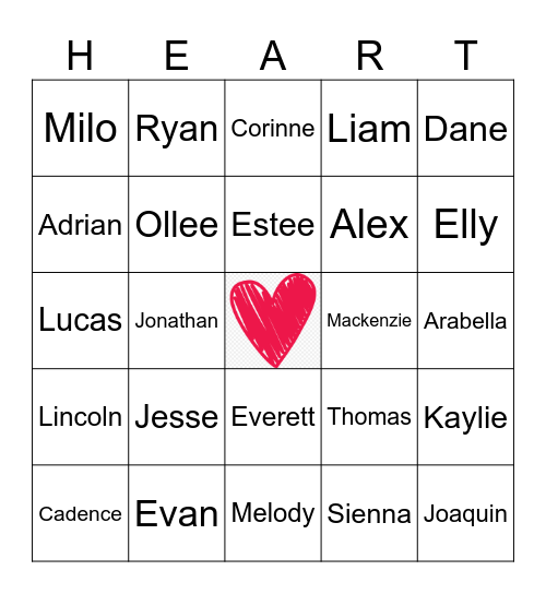 Valentine's Day Bingo Card