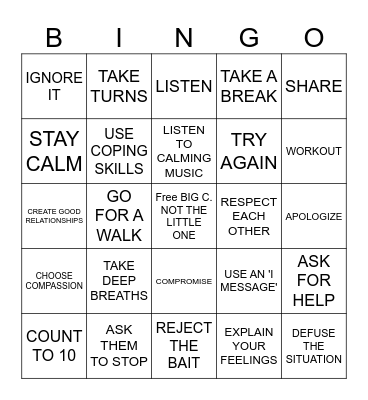CONFLICT RESOLUTION BINGO Card