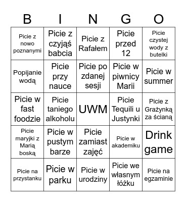 Chlanie Bingo Card