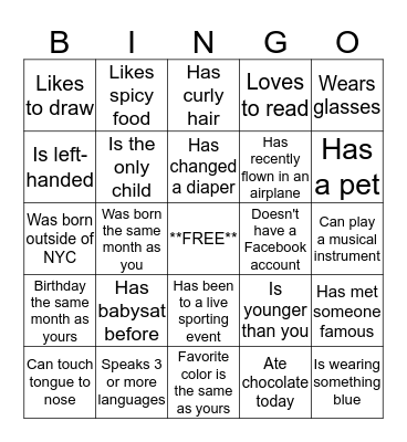Find Someone Who... Bingo Card