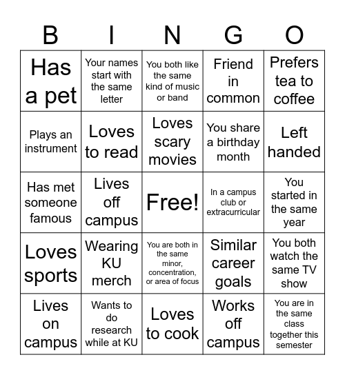 C&PE Spring 2024 Mixer Bingo Card