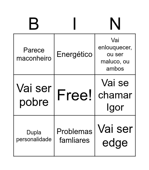 Personagem do Igor na história do Guives Bingo Card