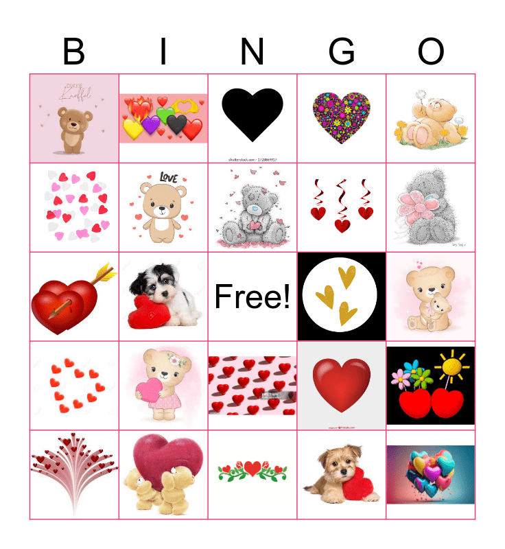 Valentijns kinder bingo Card