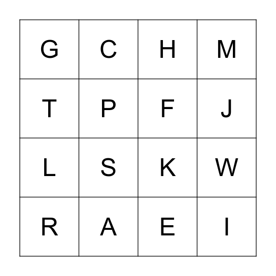 Zoo Animals Bingo Card