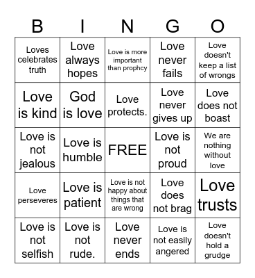 Love Is.... Bingo Card