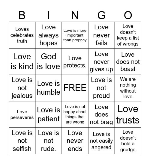 Love Is.... Bingo Card