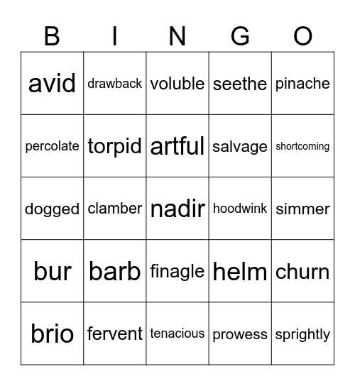 Winter Wordmasters Bingo Card