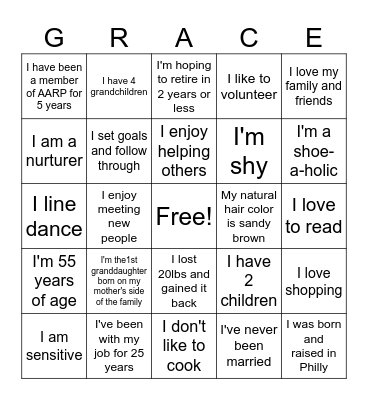 Get To Know Me Bingo Card