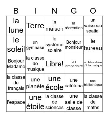 Les Extraterrestres Bingo Card