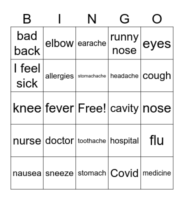 Health Bingo Card