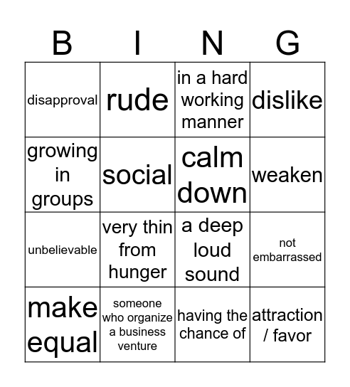 Chapter 1 Bingo Card