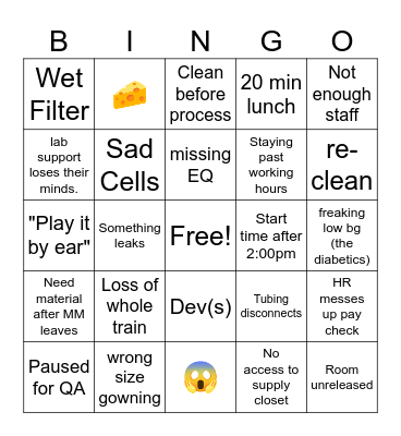 Production Bingo Card
