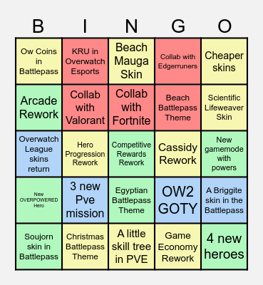 Overwatch 2024 Bingo Card