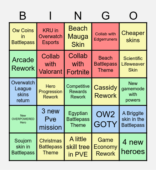 Overwatch 2024 Bingo Card