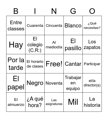 Unidad 2 Bingo Card