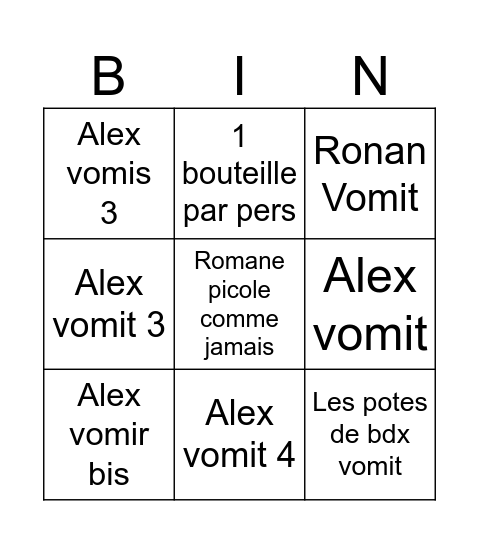 Anniversaire Ronan Bingo Card