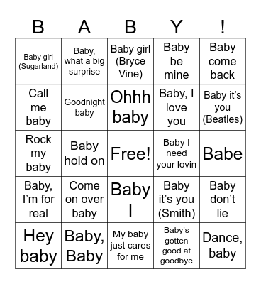 BABY BINGO Card