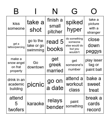 SPRING SEMESTER BINGO Card