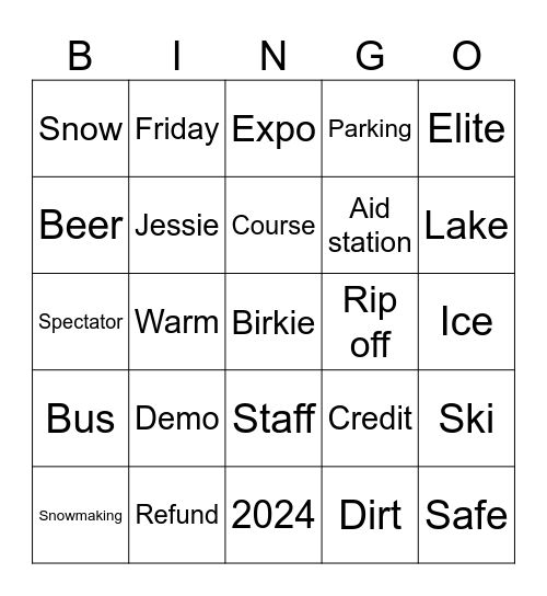 Birkie Bingo Part 2 Bingo Card