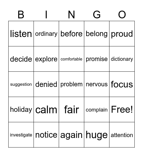 BINGO! Bingo Card