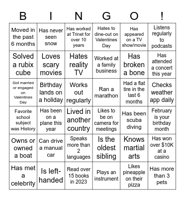 Core Services All Hands Bingo Card