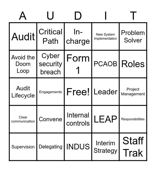 Audit Buzzword BINGO Card