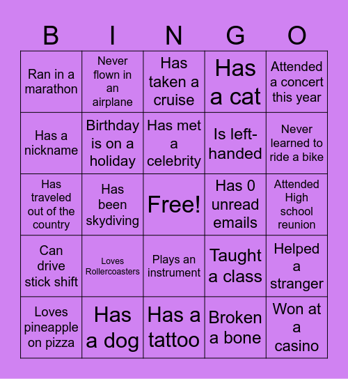 Tell Me More Bingo Card