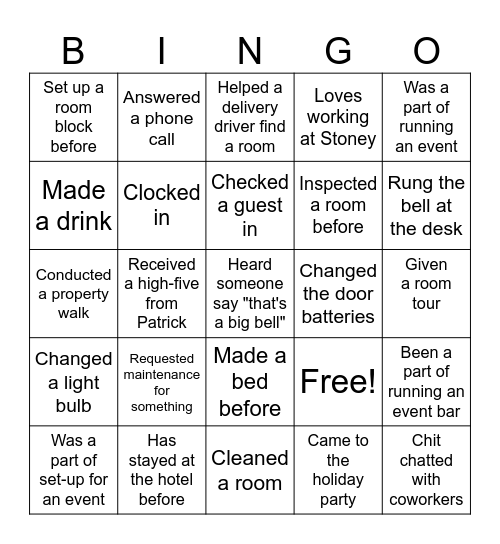 Stoney Creek Bingo Card