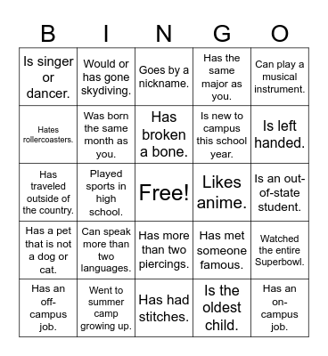 FIND SOMEONE WHO... Bingo Card