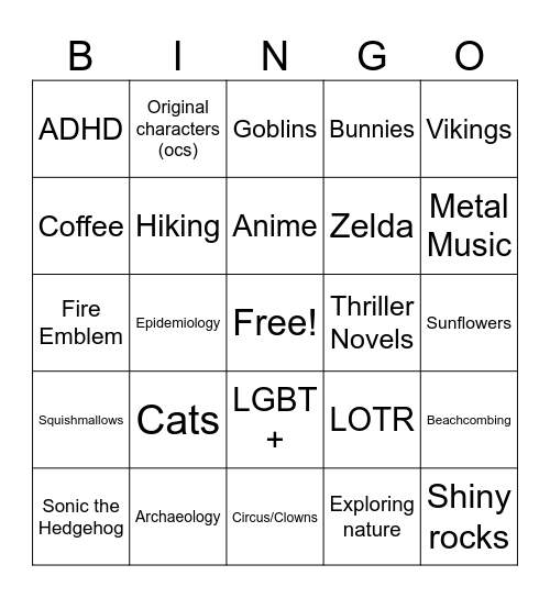 Kaylee’s Bingo Card