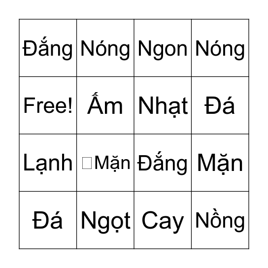 Miêu tả Bingo Card