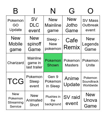 Pokemon Day 2024 Bingo Card