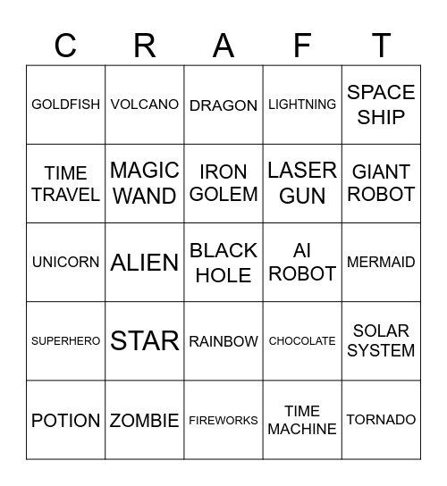 INFINITE CRAFT K.O. BINGO Card