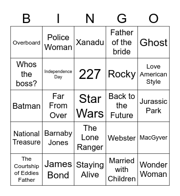 Tv/Movie Bingo Card