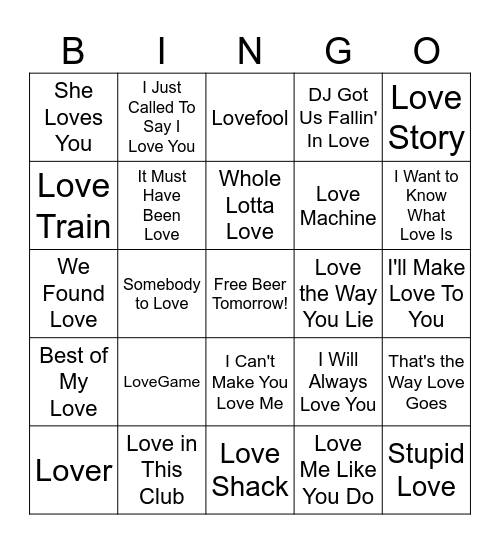 LOVE Bingo Card