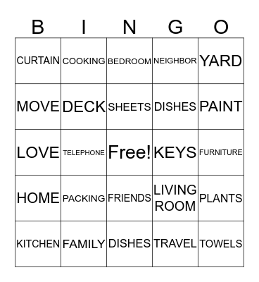 AMOS FAMILY HOUSEWARMING Bingo Card