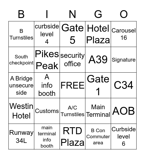 Communications Center Bingo Card