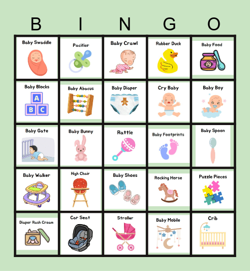Baby Shower Bingo Card