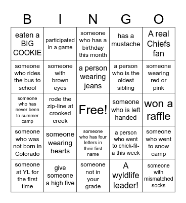 VDAY CLUB Bingo Card