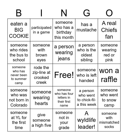 VDAY CLUB Bingo Card