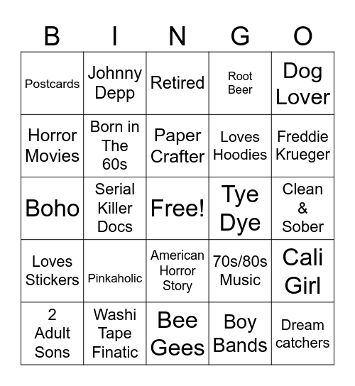 Annas Pen Pal Bingo Card