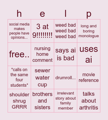 clodfelter Bingo Card