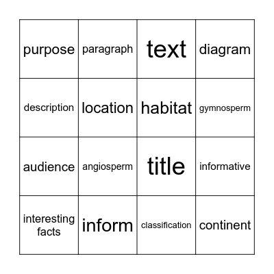 4P Science Bingo Card