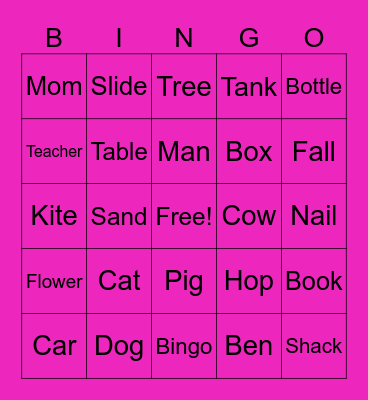 Rhyming Bingo! Bingo Card