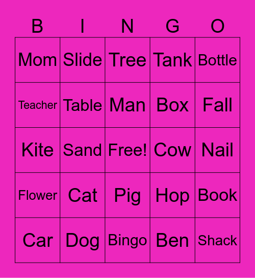 Rhyming Bingo! Bingo Card